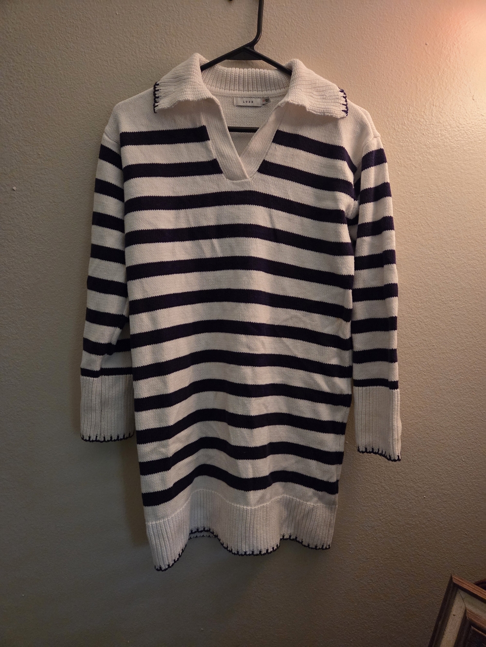 Lush White Knit Collared Sweater